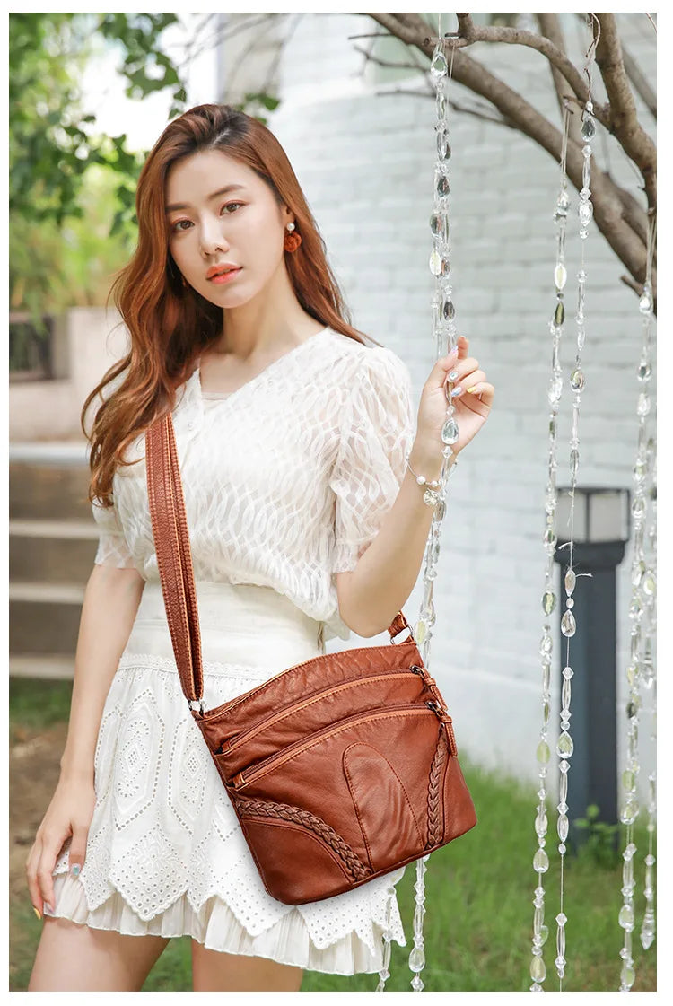 Retro Soft Leather Crossbody Bag for Women