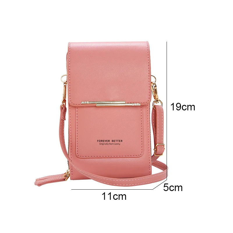 Soft Leather Women's Bag Wallets Touch Screen Cell Phone Purse