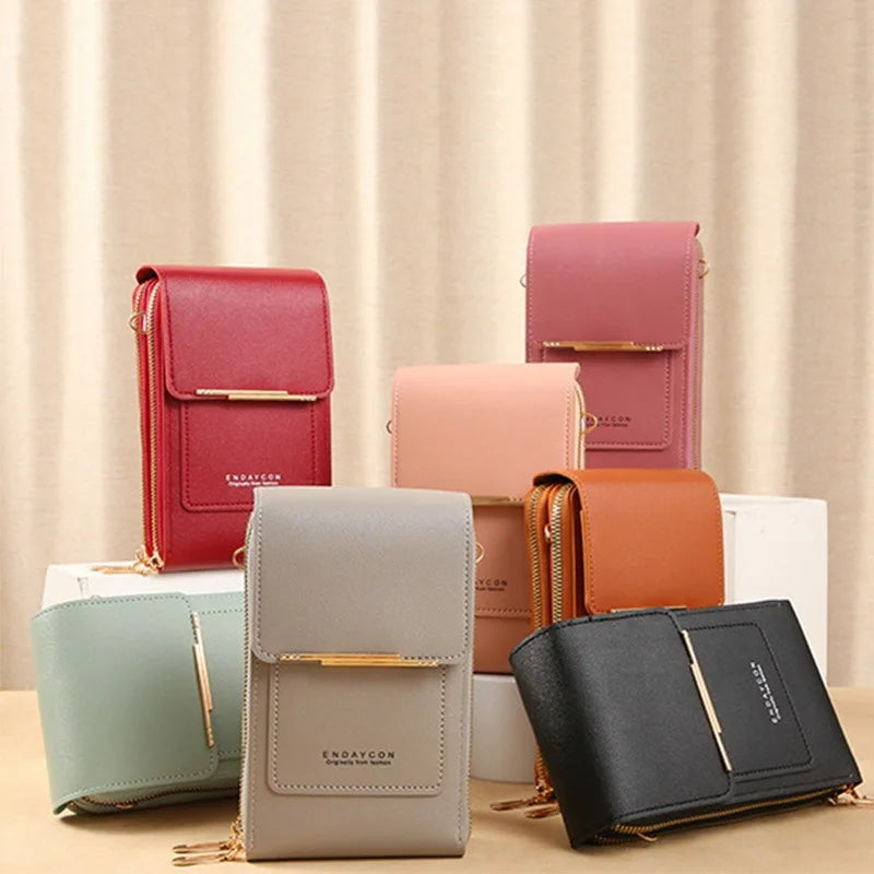 Soft Leather Women's Bag Wallets Touch Screen Cell Phone Purse Bags