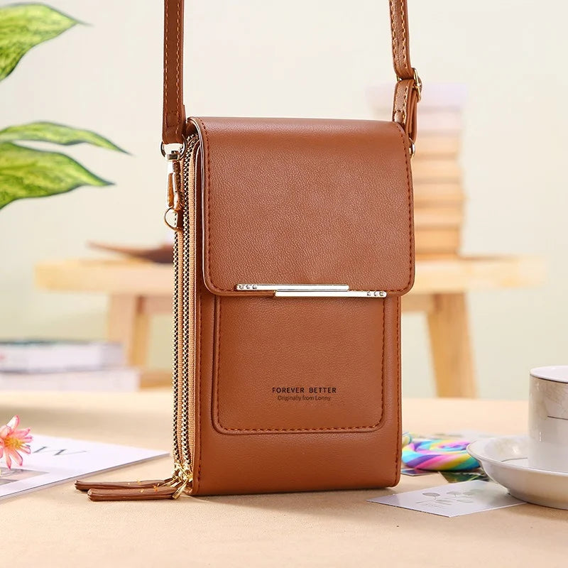 Soft Leather Touch Screen Cell Phone Purse Crossbody Shoulder Bag