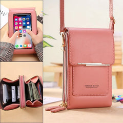 Soft Leather Women's Bag Wallets Touch Screen Cell Phone Purse
