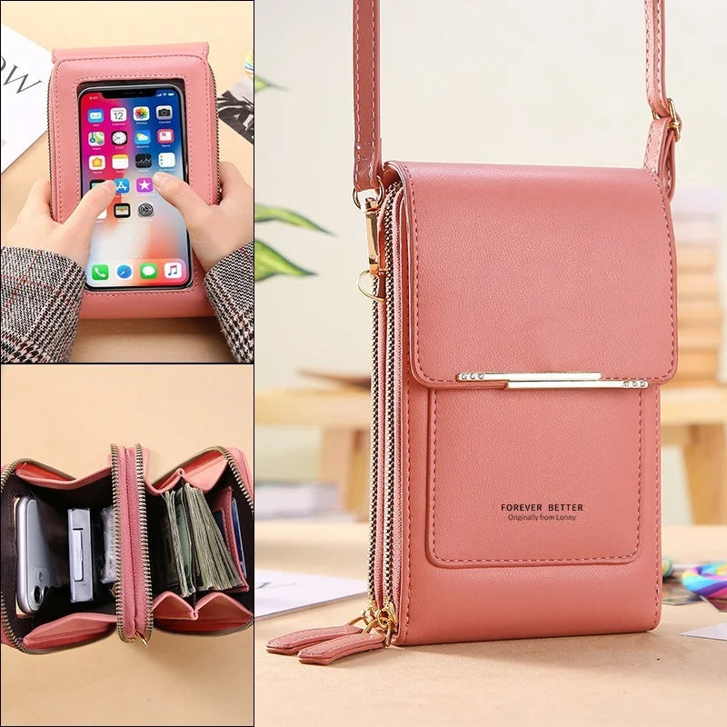 Soft Leather Touch Screen Cell Phone Purse Crossbody Shoulder Bag