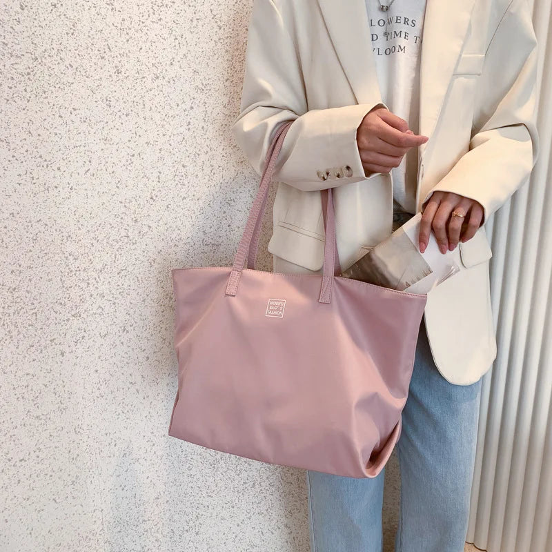 Large Capacity Nylon Shopping Bag Zipper Women Handbags