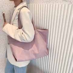 Large Capacity Nylon Shopping Bag Zipper Women Handbags