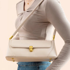 Soft PU Ladies Leather Bag Women Handbag Underarm Bag Retro Solid Handbags