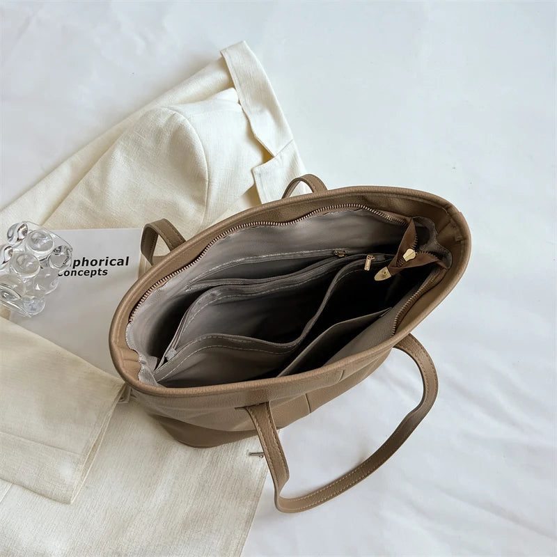 Soft PU Leather Shoulder Bags For Women Classic Solid Handbags