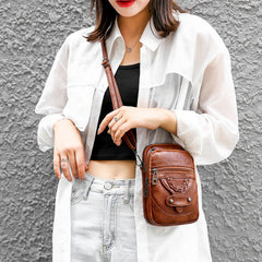Soft PU Leather Women Bag Small Crossbody Bag Retro Shoulder Bag Cell Phone Purs