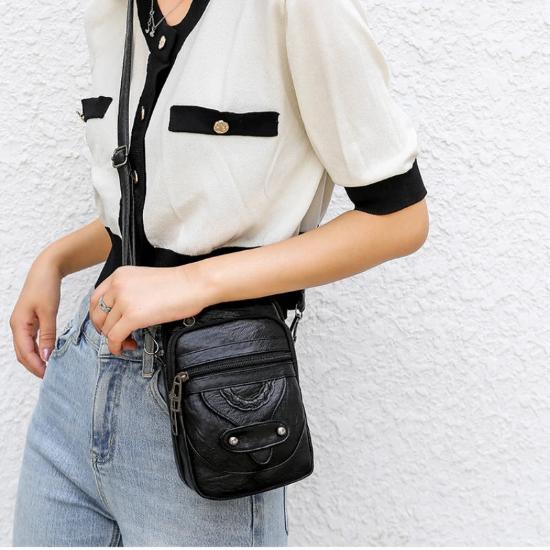 Soft PU Leather Women Bag Small Crossbody Bag Retro Shoulder Bag Cell Phone Purs