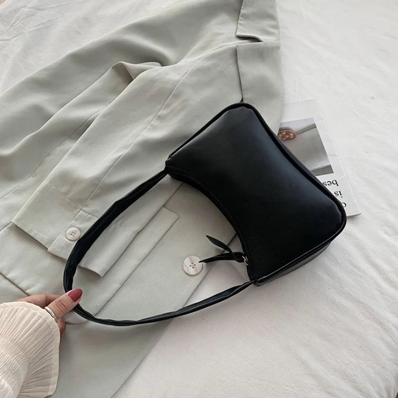 Purple PU Leather Underarm Bag for Women