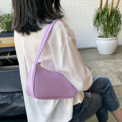 Purple PU Leather Underarm Bag for Women