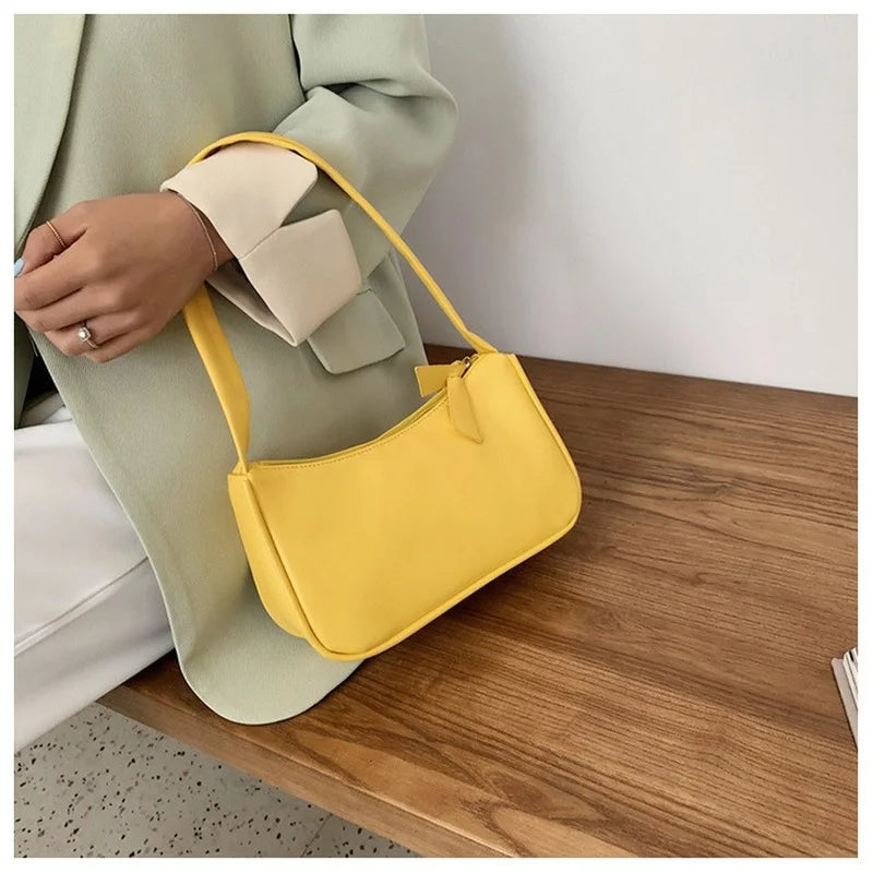 Purple PU Leather Underarm Bag for Women