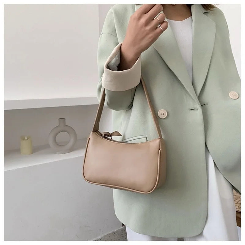 Purple PU Leather Underarm Bag for Women