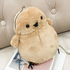 Plush Chicken Handbags Metal Chains Shoulder Bags Chick Crossbody Bags
