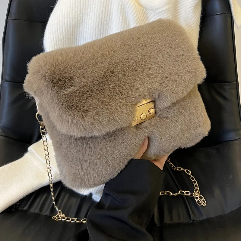 Plush Crossbody Shoulder Bag for Women Girls Velvet Bag