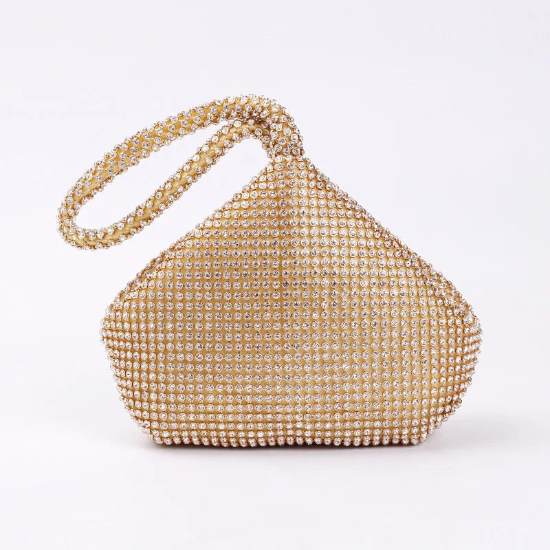Silver Rhinestones Evening Bags Zipper Mini Clutch