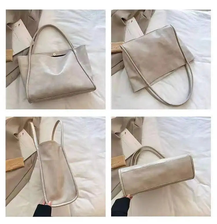 Large-Capacity Women's Shoulder Bag Retro Tote Commuter Leisure Handbag