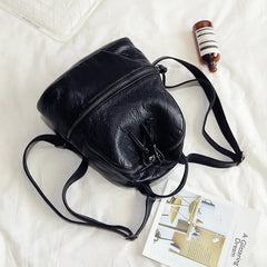 Soft Washed Leather Women Backpacks Small Backpacks for Teenage Girls Schoolbag