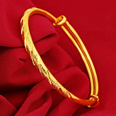 14K Yellow Bangles for Women Wedding Pulseira Feminina Bizuteria Bangles