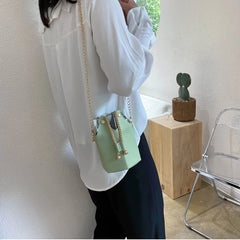 Solid Bucket Shoulder Bags Women Versatile Satchel PU Womens Handbags