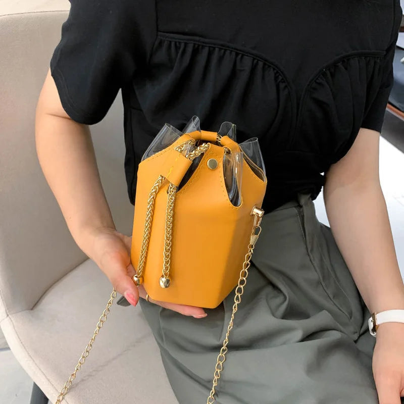 Solid Bucket Shoulder Bags Women Versatile Satchel PU Womens Handbags