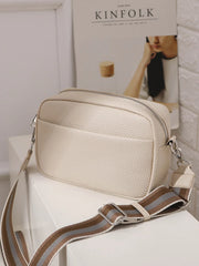 Wide Strap Crossbody Bag Zipper Shoulder Bag