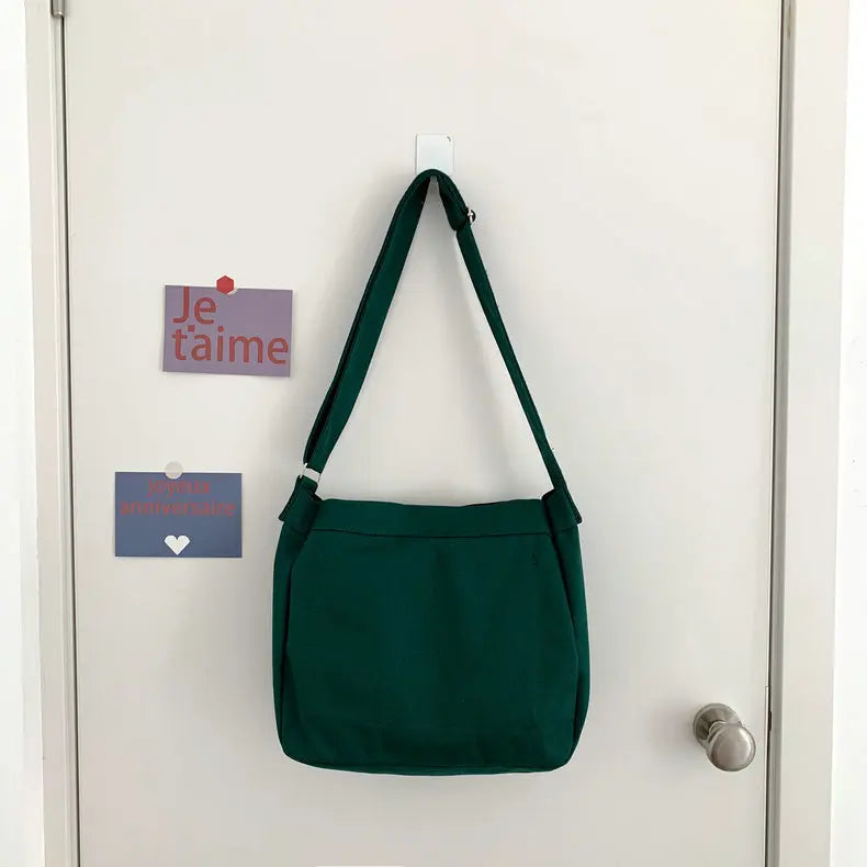 Solid Canvas Shoulder Bag Female Casual Shoulder Messenger Bag Style Women Sling