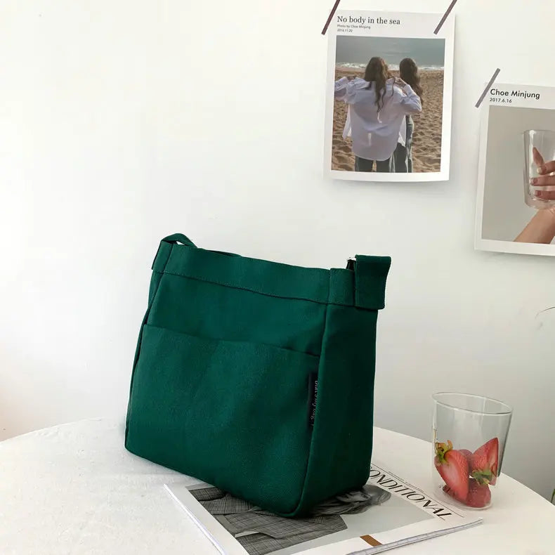 Solid Canvas Shoulder Bag Female Casual Shoulder Messenger Bag Style Women Sling