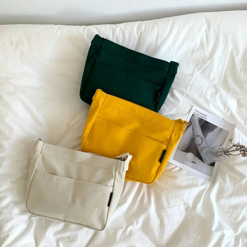 Solid Canvas Shoulder Bag Female Casual Shoulder Messenger Bag Style Women Sling