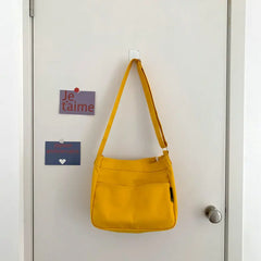 Solid Canvas Shoulder Bag Female Casual Shoulder Messenger Bag Style Women Sling