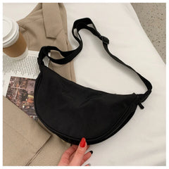 Large Capacity Solid Chest Bag for Women, Crossbody Half Moon Belt Bag