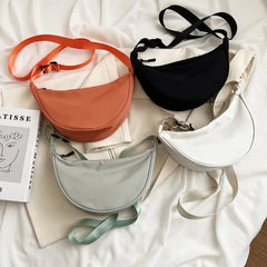 Large Capacity Solid Chest Bag for Women, Crossbody Half Moon Belt Bag