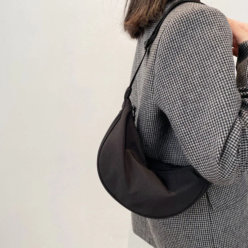 Large Capacity Solid Chest Bag for Women, Crossbody Half Moon Belt Bag