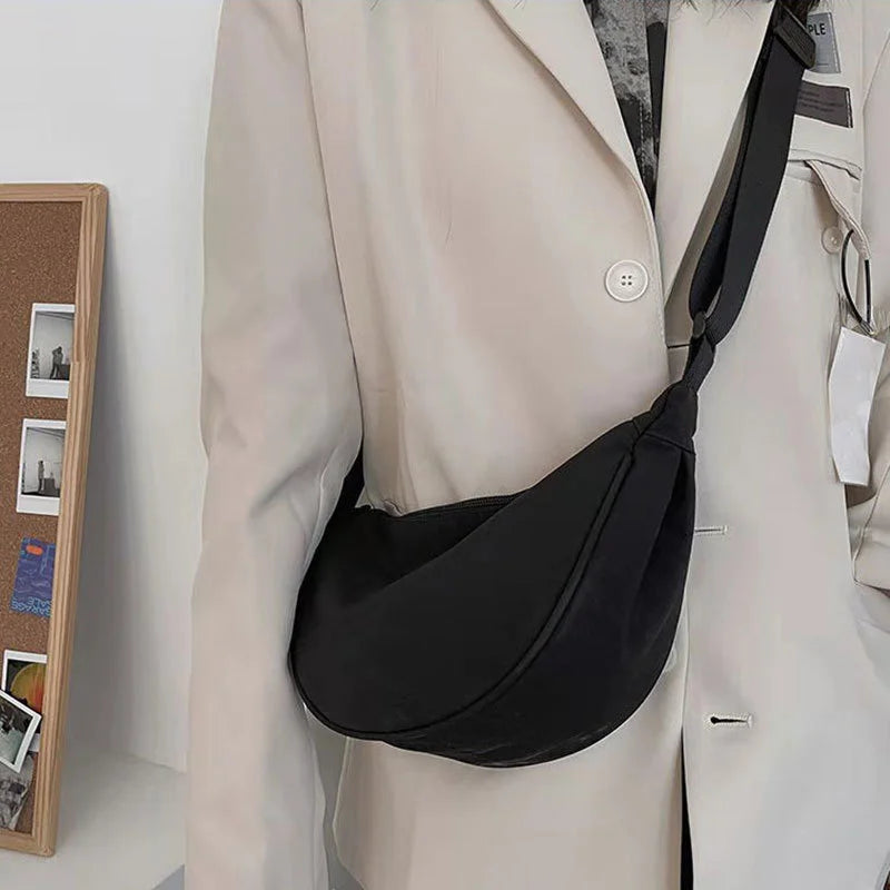 Large Capacity Solid Chest Bag for Women, Crossbody Half Moon Belt Bag