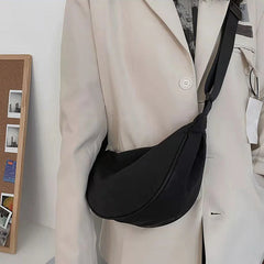 Large Capacity Solid Chest Bag for Women, Crossbody Half Moon Belt Bag