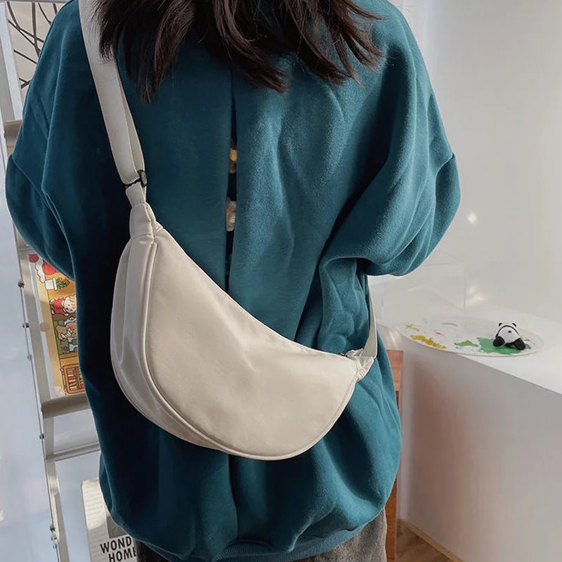 Large Capacity Solid Chest Bag for Women, Crossbody Half Moon Belt Bag