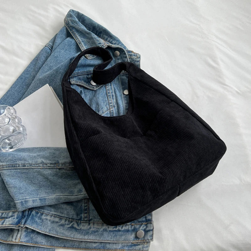 Corduroy Shoulder Tote Bag for Women Casual Handbag