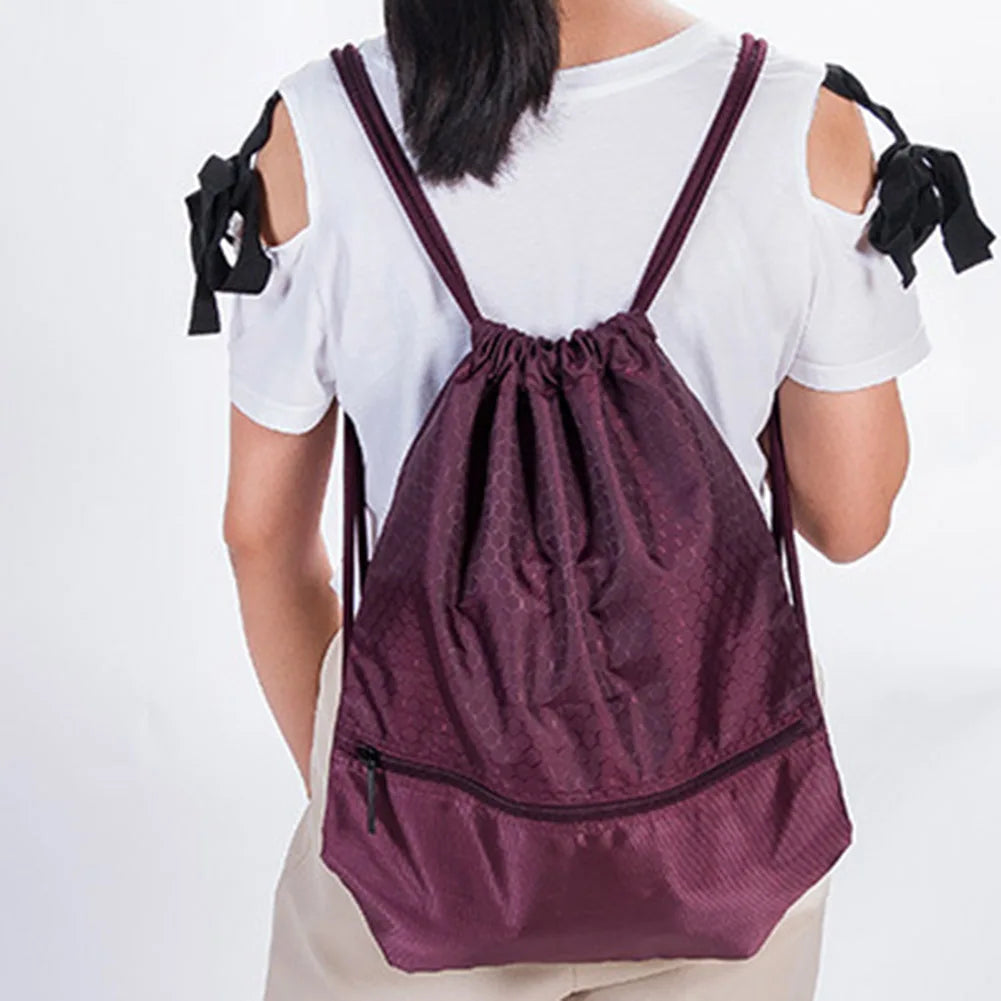 Solid Fitness Training Travel Drawstring Backpack Bag For Men and Women