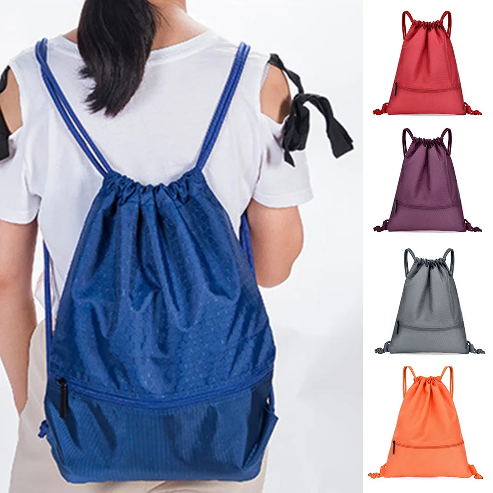 Solid Fitness Training Travel Drawstring Backpack Bag For Men and Women