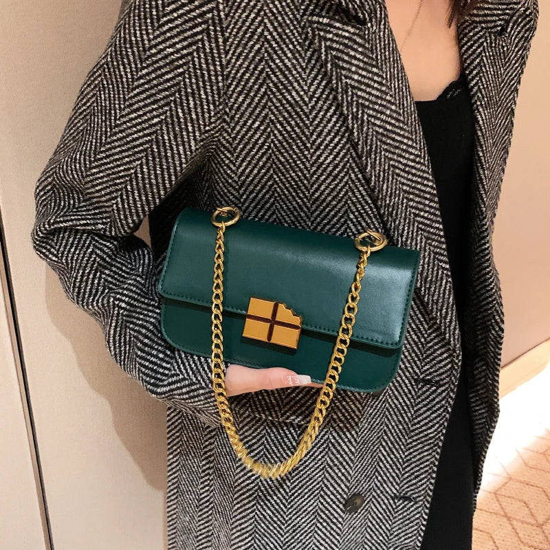 Square Crossbody Bag Women Leather Handbag Small Shoulder Bag