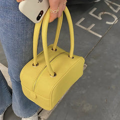 Solid Top-handle Shoulder Bag Pu Leather Tote Purse
