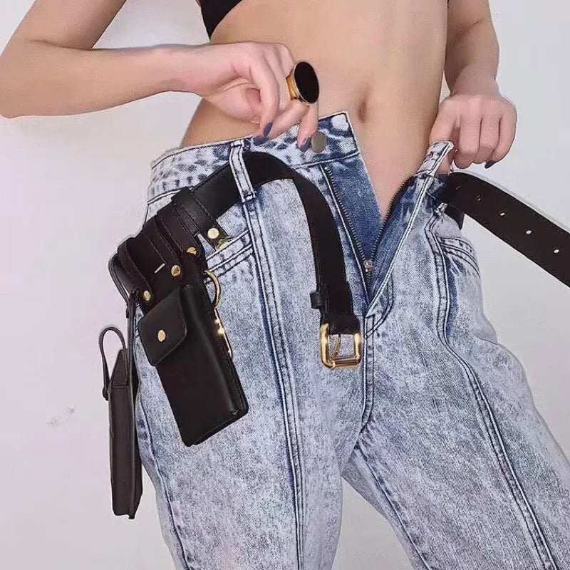 Solid High Belt Bag Cell Phone Waist Packs Women Waist Bag Fanny Packs