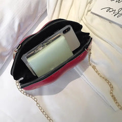 Solid Lips Women PVC Crossbody Handbags Chain Messenger Bags