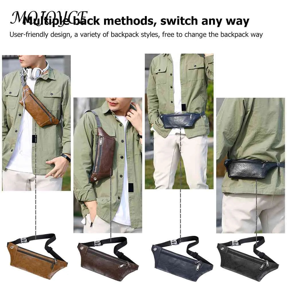 Men Shoulder Belt Bags Retro Casual PU Leather Phone Pouches Chest Bag Crossbody