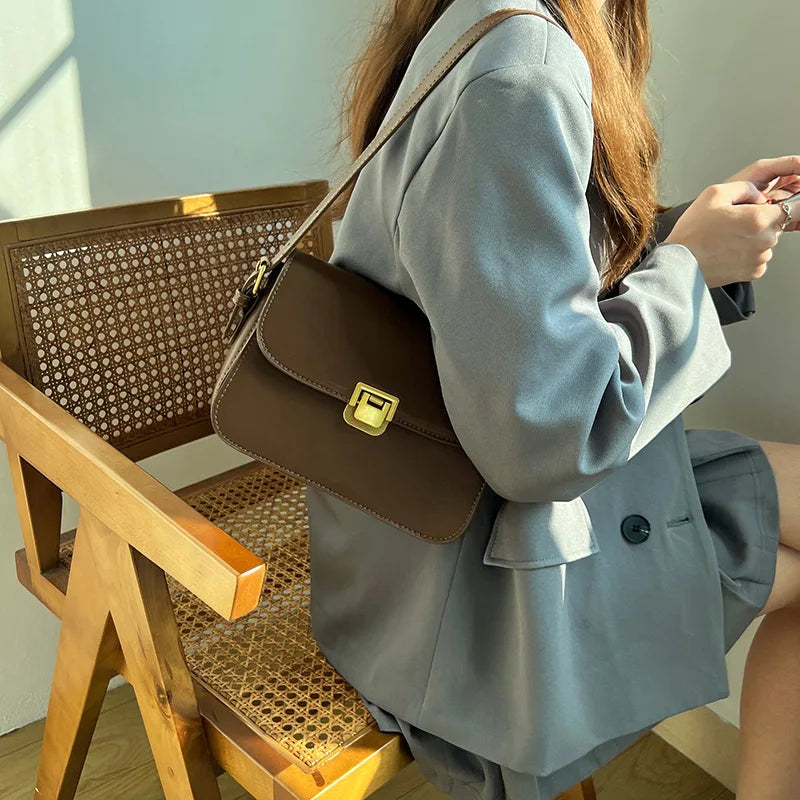 Vintage PU Leather Crossbody Bag for Women, Travel Handbag Shoulder Bag