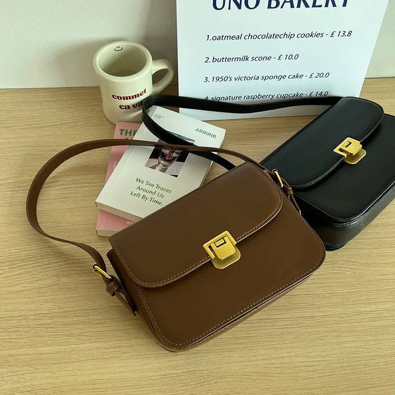 Vintage PU Leather Crossbody Bag for Women, Travel Handbag Shoulder Bag