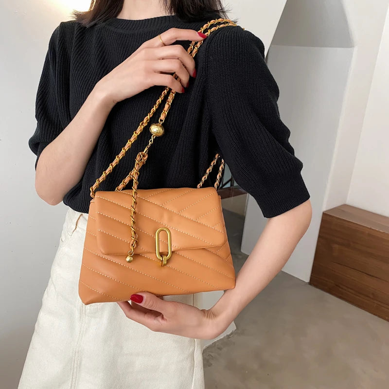 Small PU Leather Crossbody Bags For Women Travel Chain Handbags