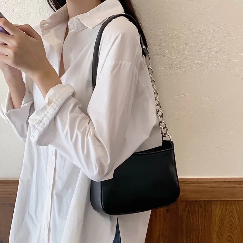 Small Square Shoulder Bag with Chain for Women