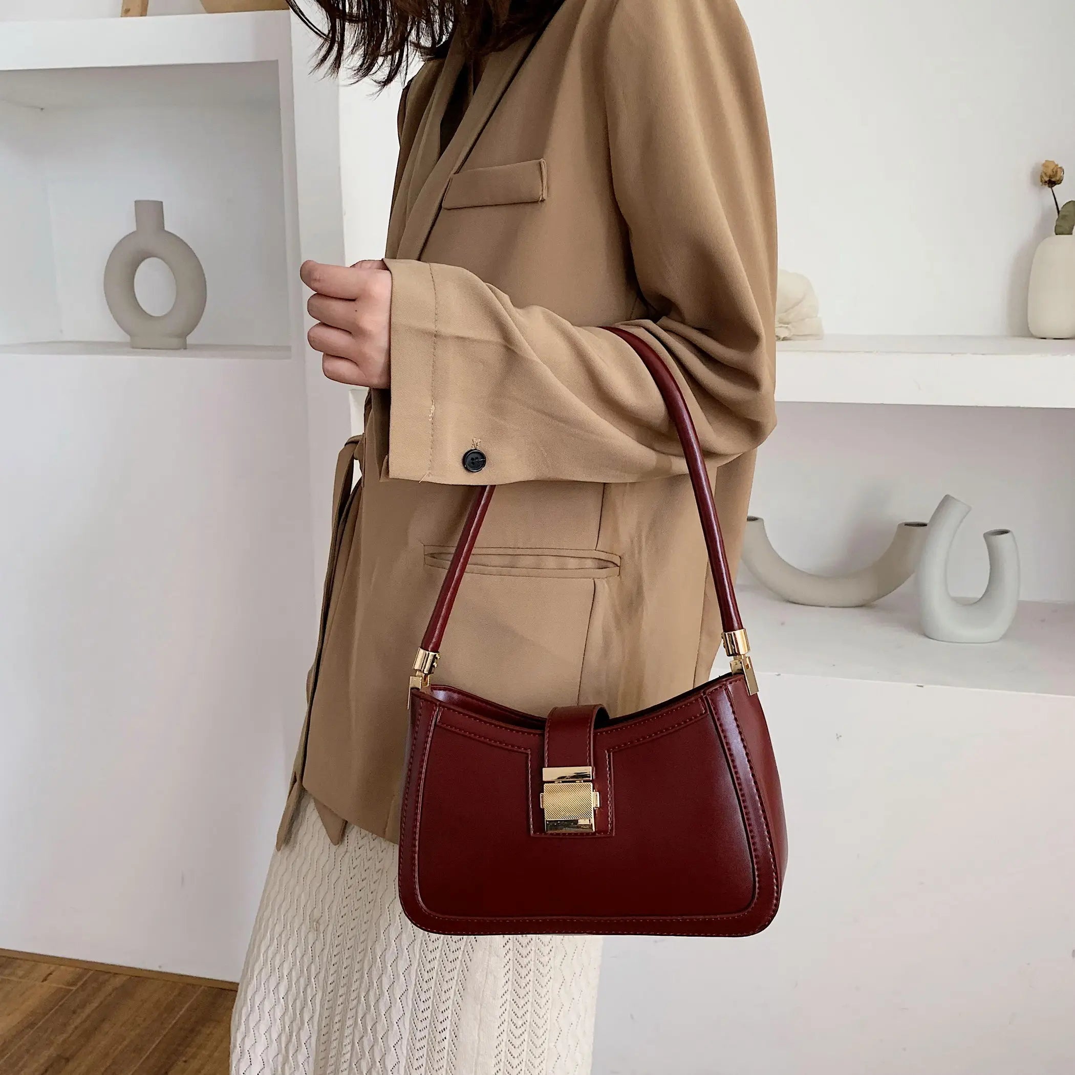 Women's Lock Handbags Small Travel Hand Bag Lady Bags