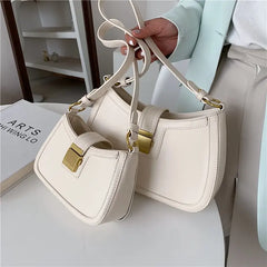 Women's PU Leather Shoulder Bag with Lock Handbag