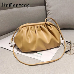 Pleated Pu Leather Crossbody Bag Small Clutch Lady Shoulder Messenger Bag
